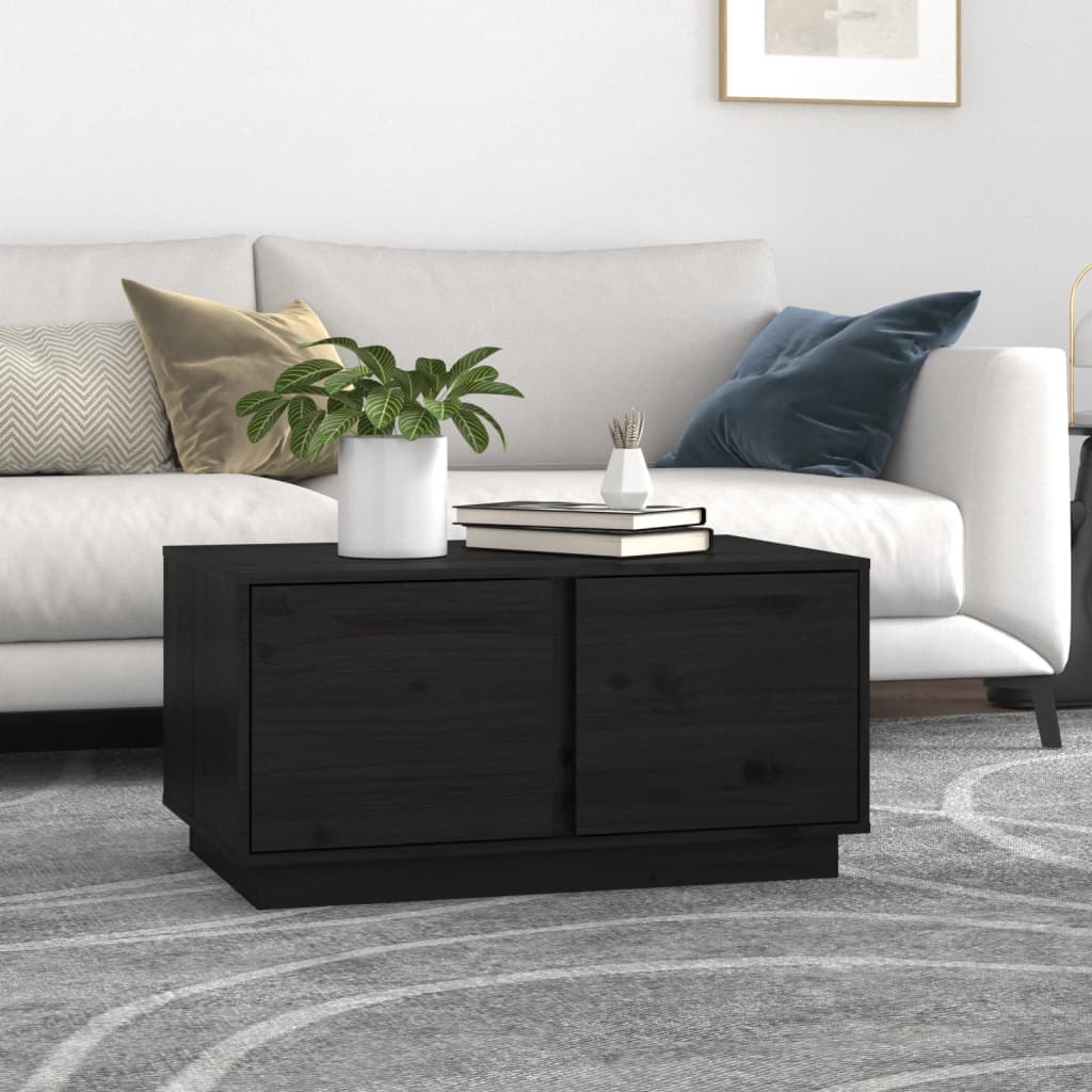 Coffee Table Black 80x50x40 cm Solid Wood Pine
