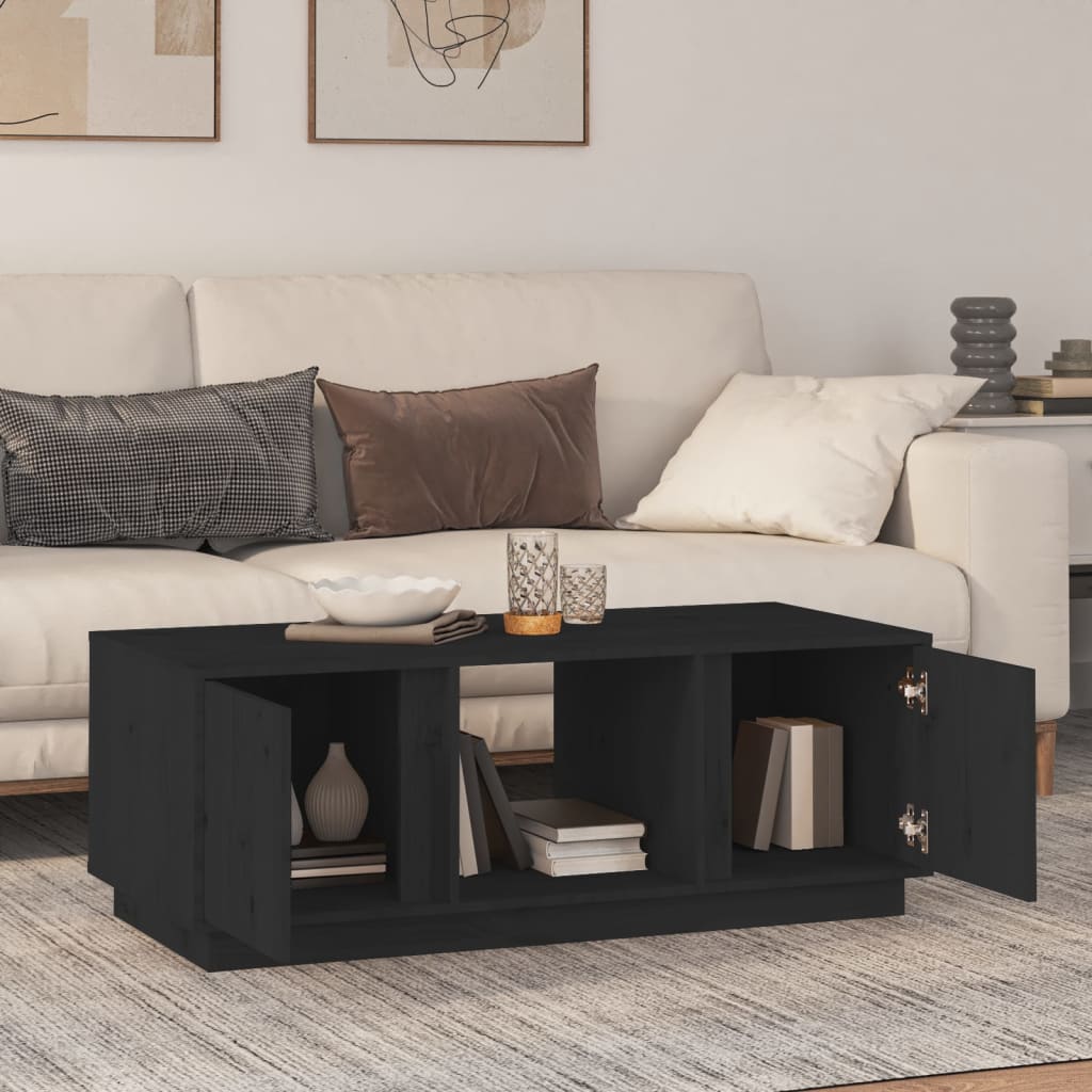 Coffee Table Black 110x50x40 cm Solid Wood Pine