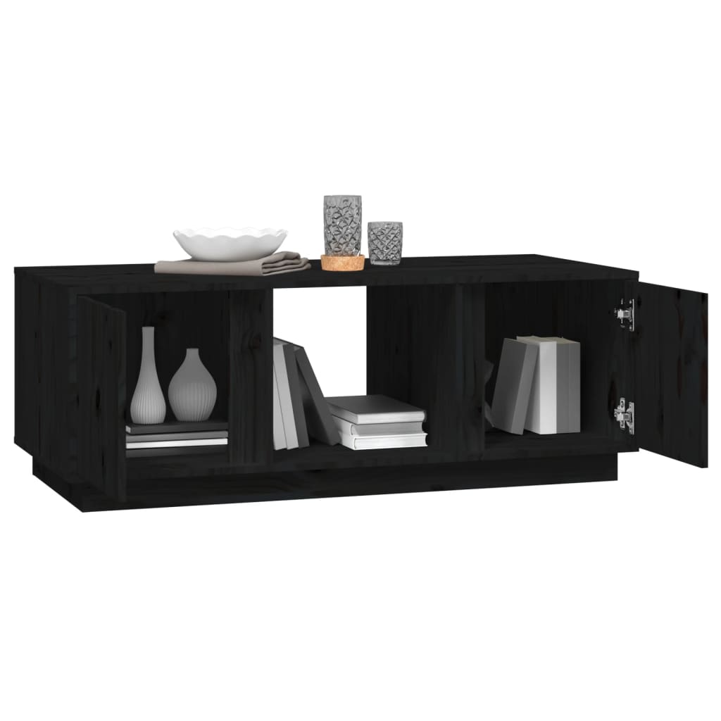 Coffee Table Black 110x50x40 cm Solid Wood Pine