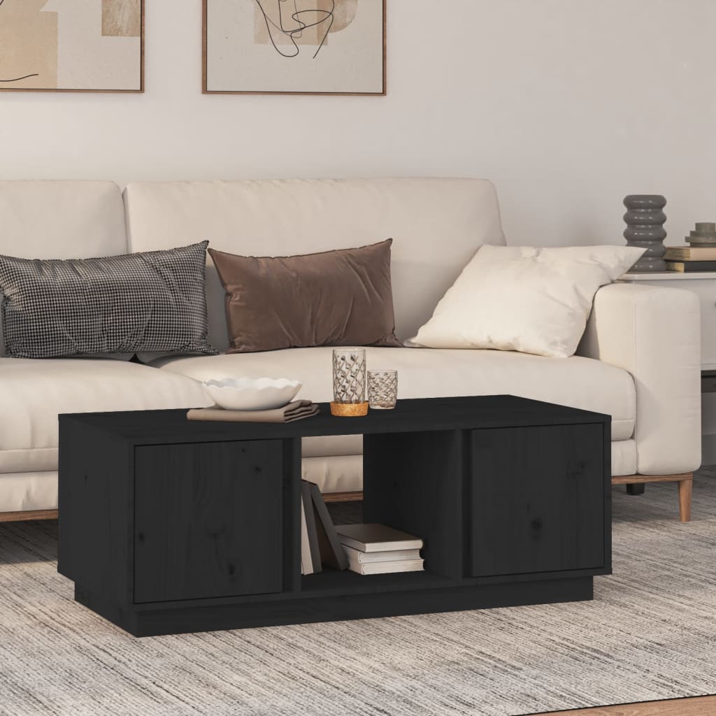 Coffee Table Black 110x50x40 cm Solid Wood Pine