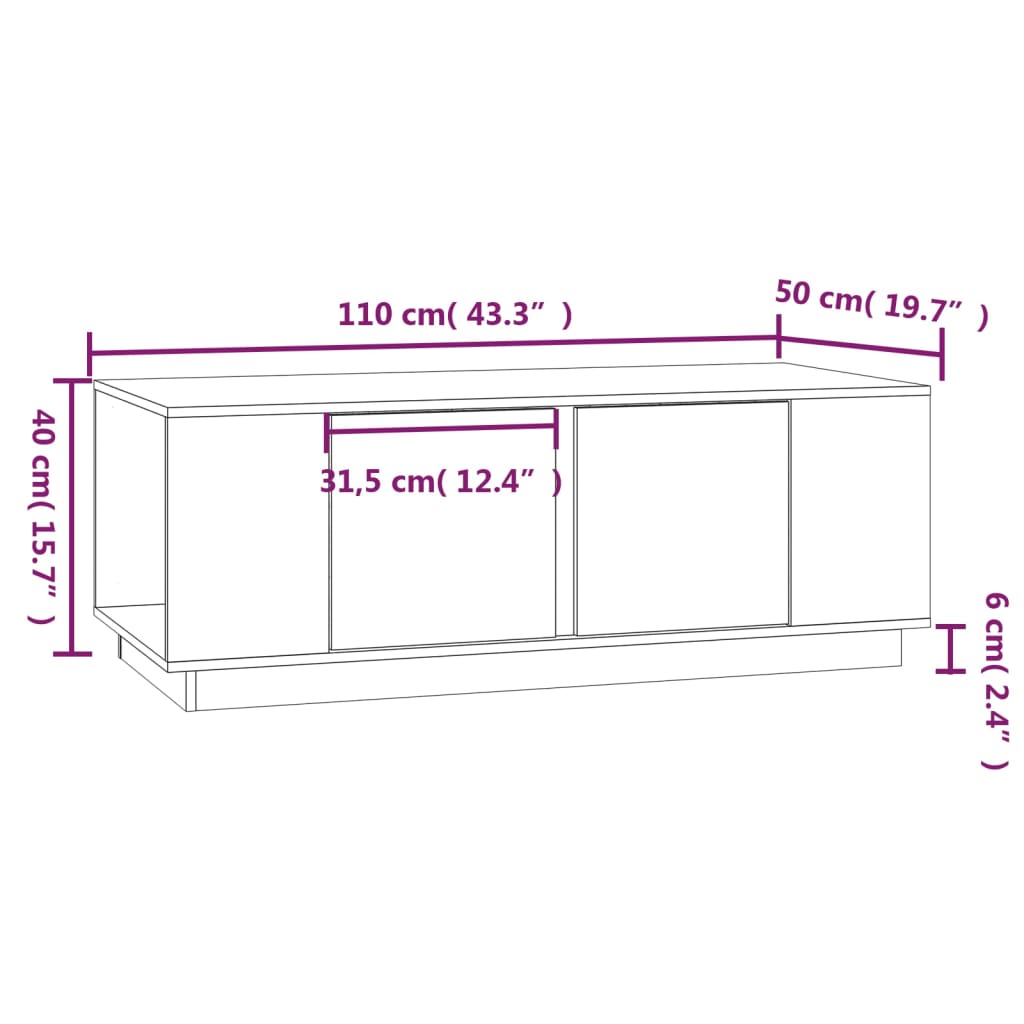 Coffee Table Honey Brown 110x50x40 cm Solid Wood Pine