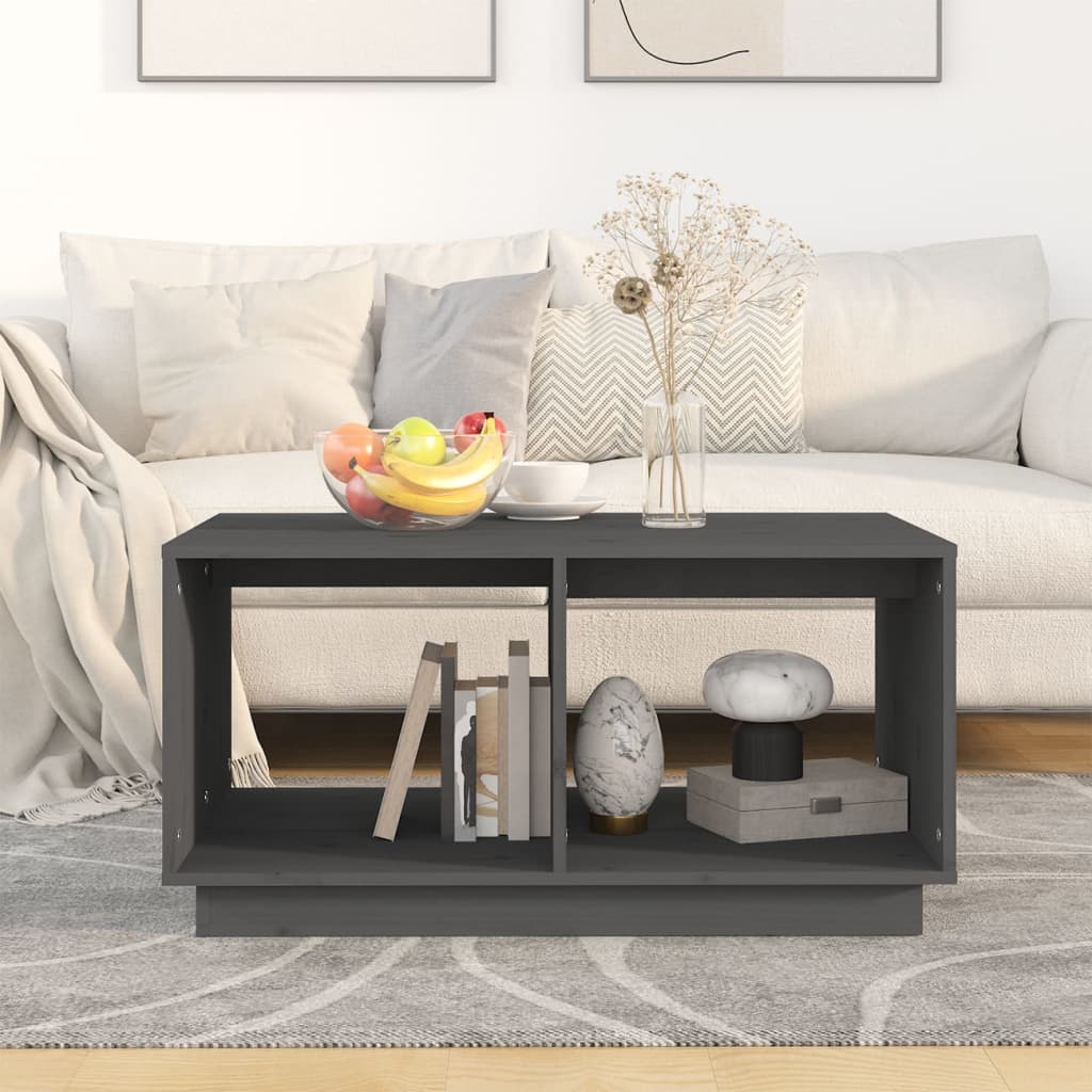 Coffee Table Grey 80x50x40 cm Solid Wood Pine
