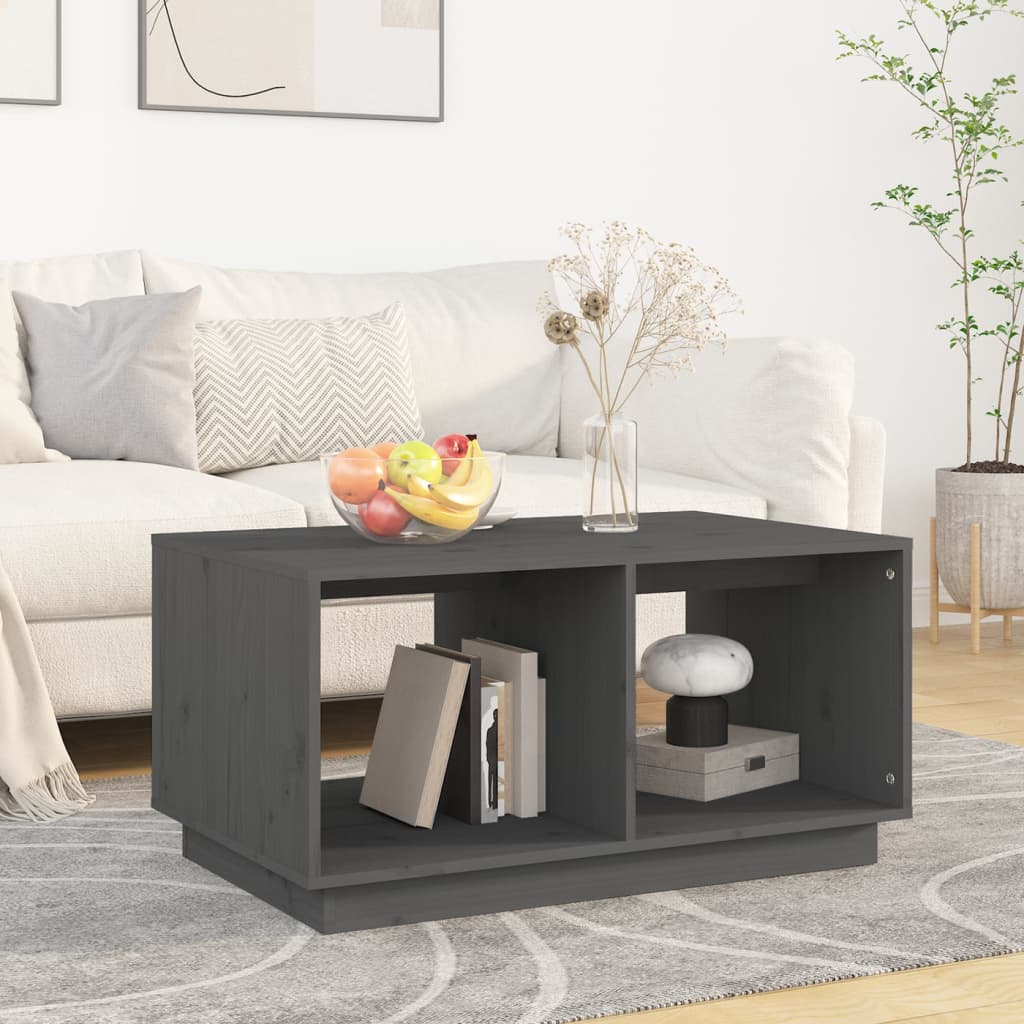 Coffee Table Grey 80x50x40 cm Solid Wood Pine