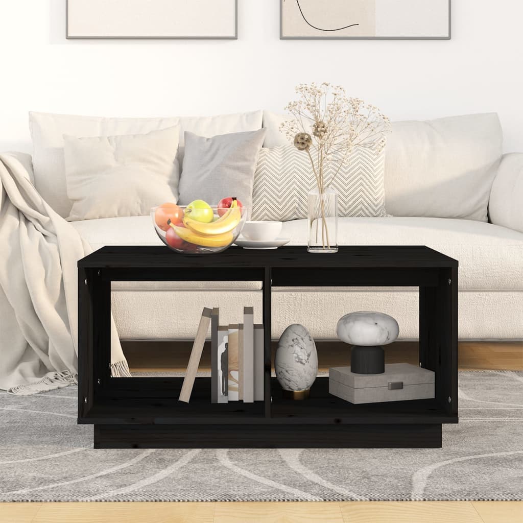 Coffee Table Black 80x50x40 cm Solid Wood Pine