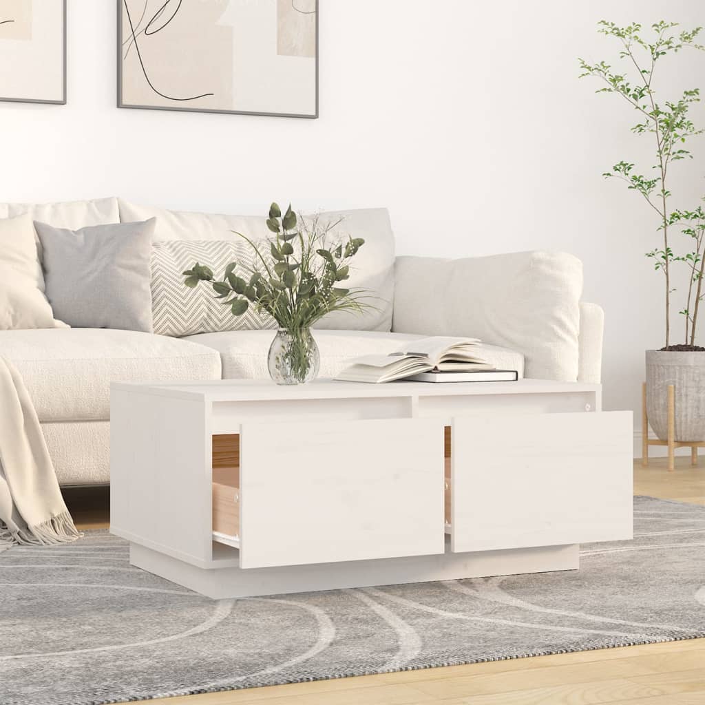 Coffee Table White 80x50x35 cm Solid Wood Pine