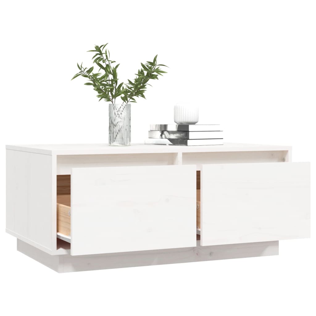 Coffee Table White 80x50x35 cm Solid Wood Pine