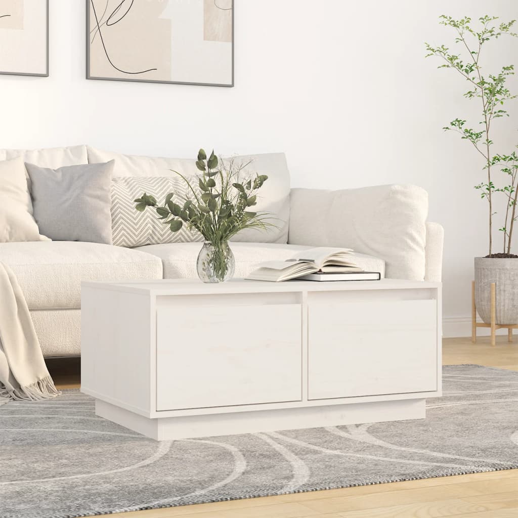 Coffee Table White 80x50x35 cm Solid Wood Pine