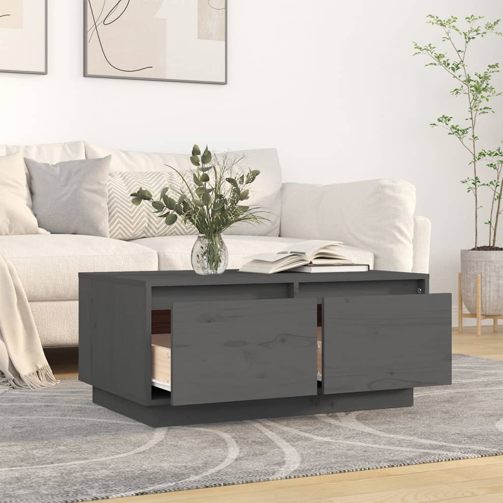Coffee Table Grey 80x50x35 cm Solid Wood Pine