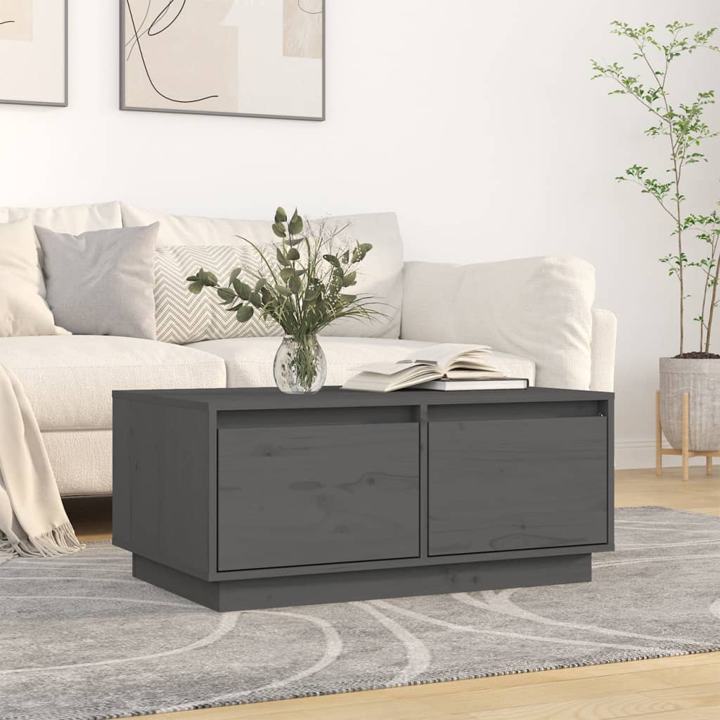 Coffee Table Grey 80x50x35 cm Solid Wood Pine