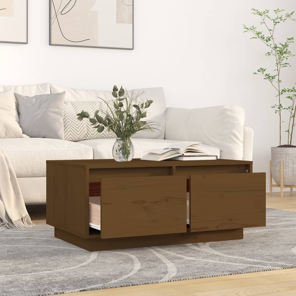 Coffee Table Honey Brown 80x50x35 cm Solid Wood Pine