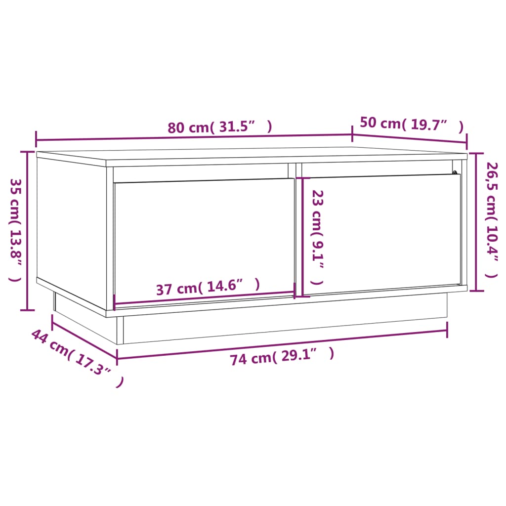Coffee Table Honey Brown 80x50x35 cm Solid Wood Pine