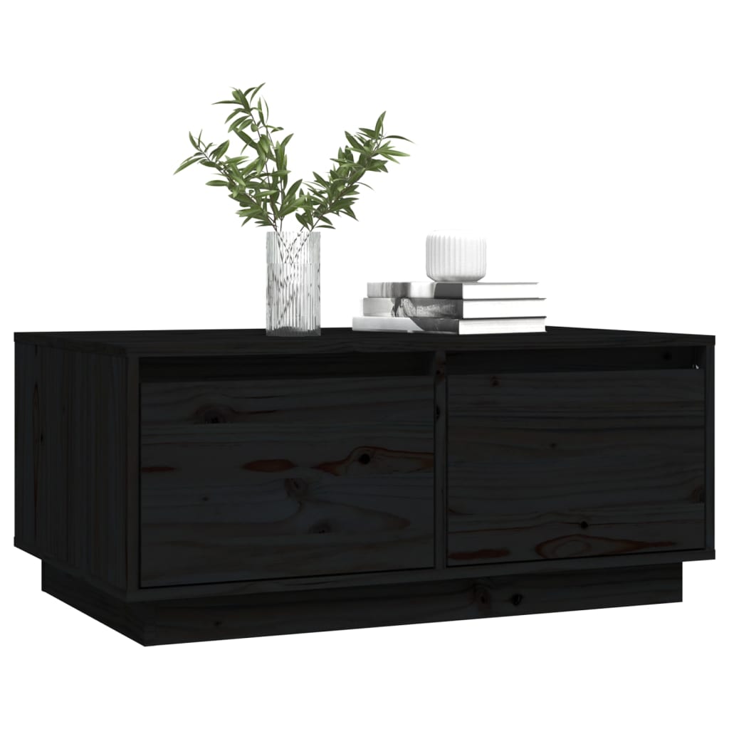Coffee Table Black 80x50x35 cm Solid Wood Pine