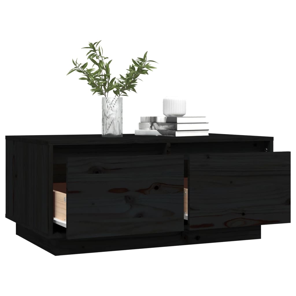 Coffee Table Black 80x50x35 cm Solid Wood Pine