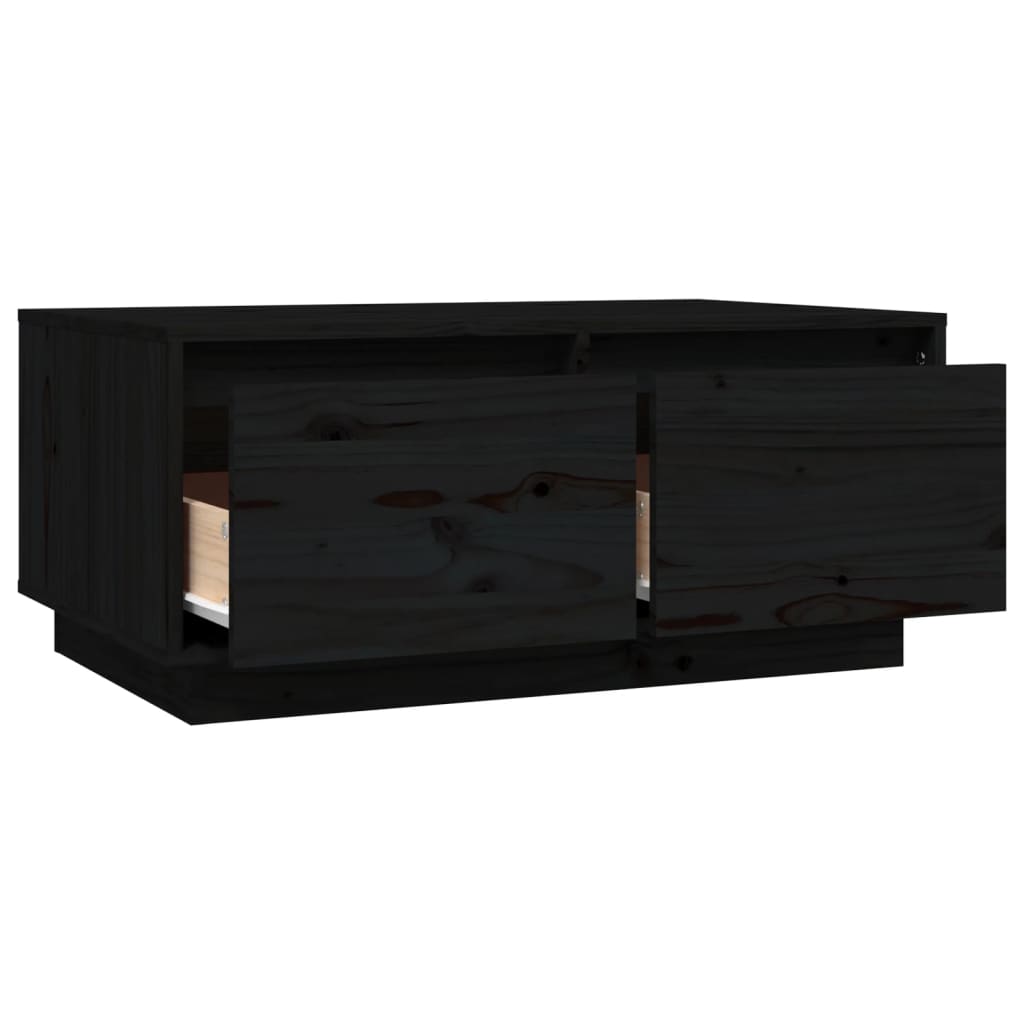 Coffee Table Black 80x50x35 cm Solid Wood Pine