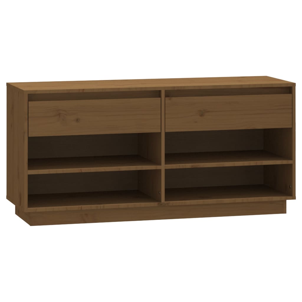 Shoe Cabinet Honey Brown 110x34x52 cm Solid Wood Pine