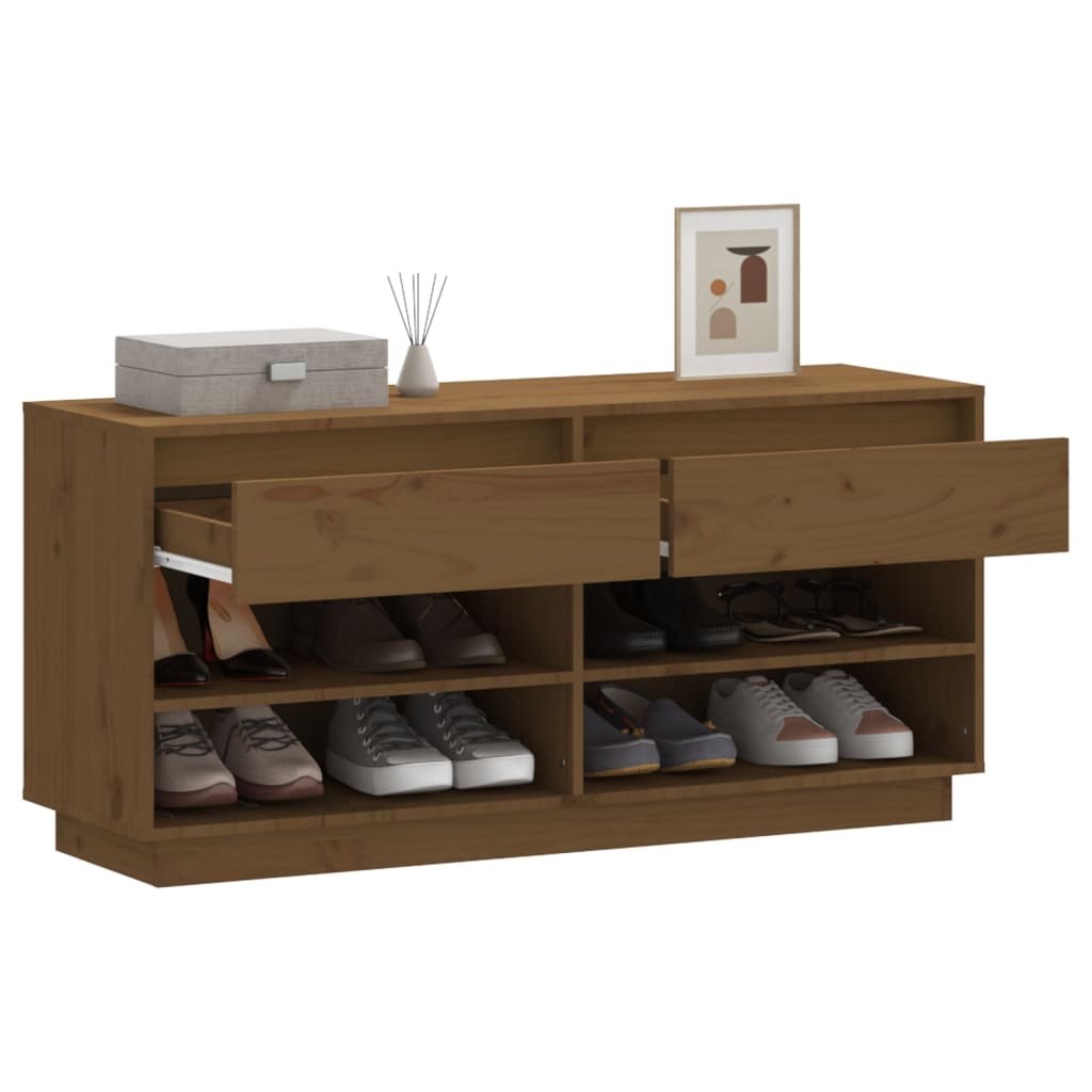 Shoe Cabinet Honey Brown 110x34x52 cm Solid Wood Pine