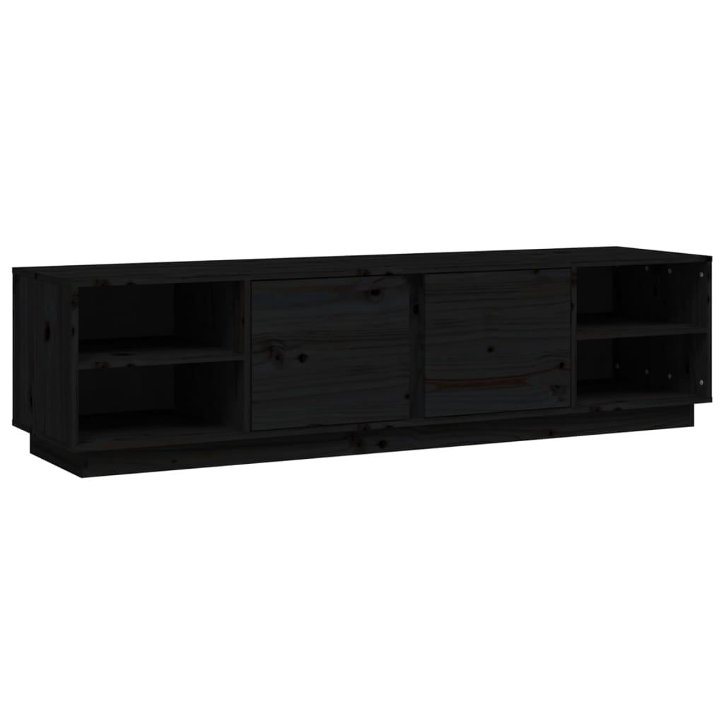 TV Cabinet Black 156x40x40 cm Solid Wood Pine