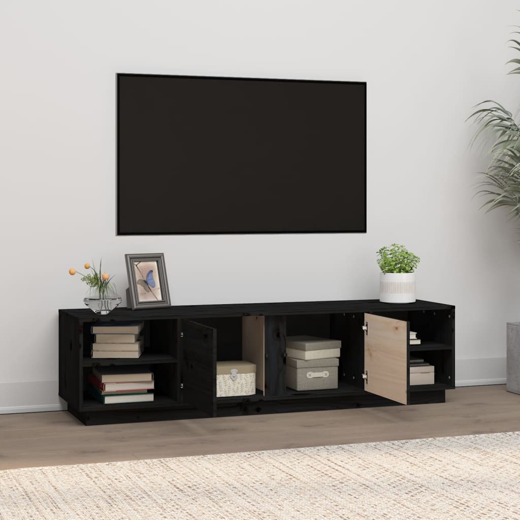 TV Cabinet Black 156x40x40 cm Solid Wood Pine