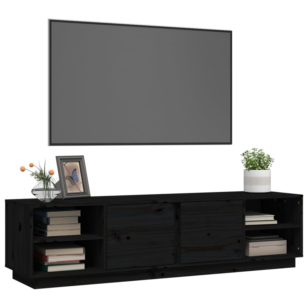 TV Cabinet Black 156x40x40 cm Solid Wood Pine