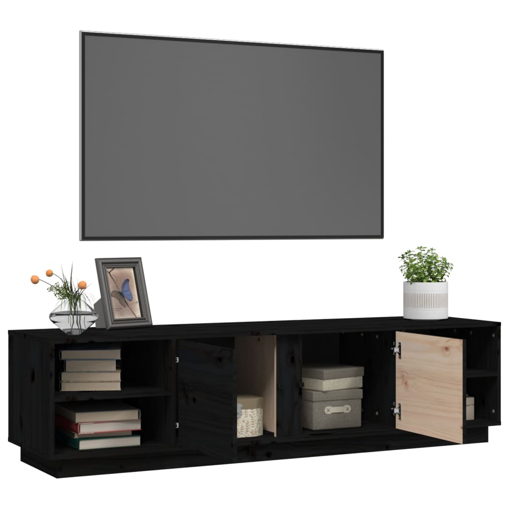 TV Cabinet Black 156x40x40 cm Solid Wood Pine