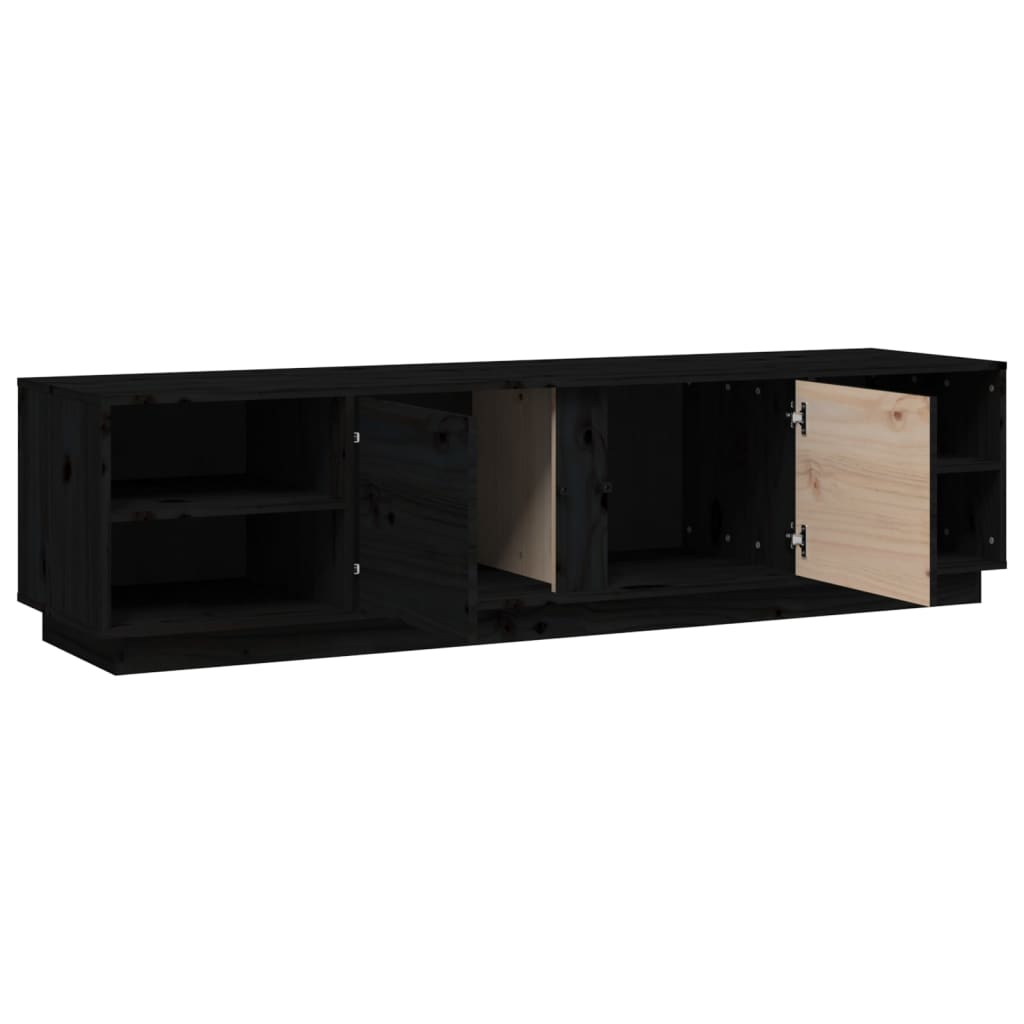 TV Cabinet Black 156x40x40 cm Solid Wood Pine