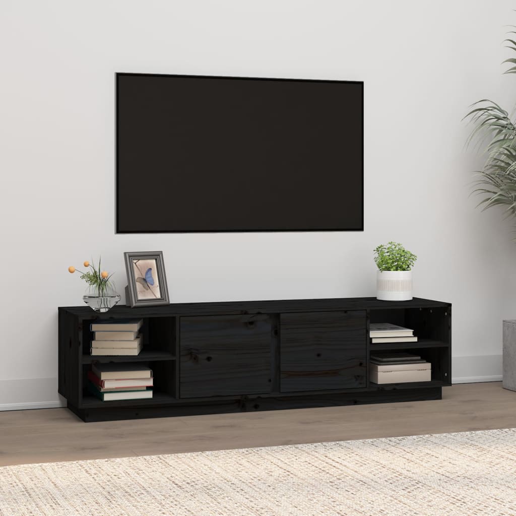 TV Cabinet Black 156x40x40 cm Solid Wood Pine