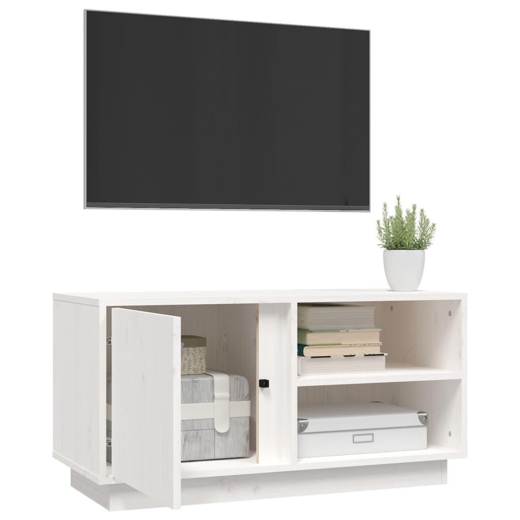 TV Cabinet White 80x35x40.5 cm Solid Wood Pine