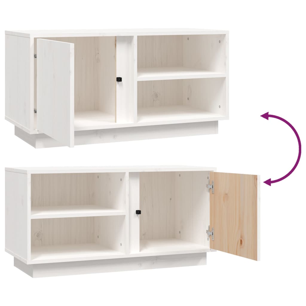 TV Cabinet White 80x35x40.5 cm Solid Wood Pine