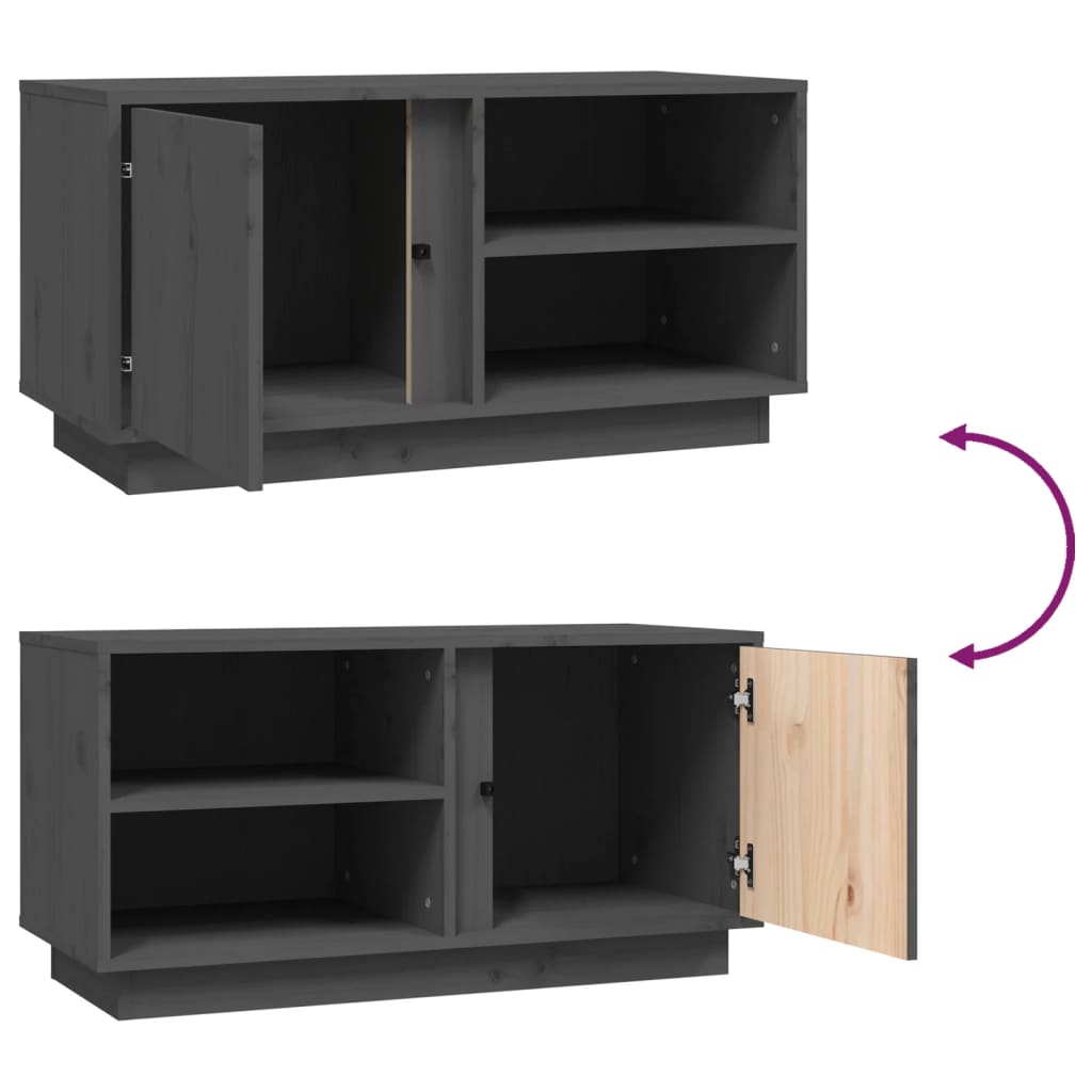 TV Cabinet Grey 80x35x40.5 cm Solid Wood Pine