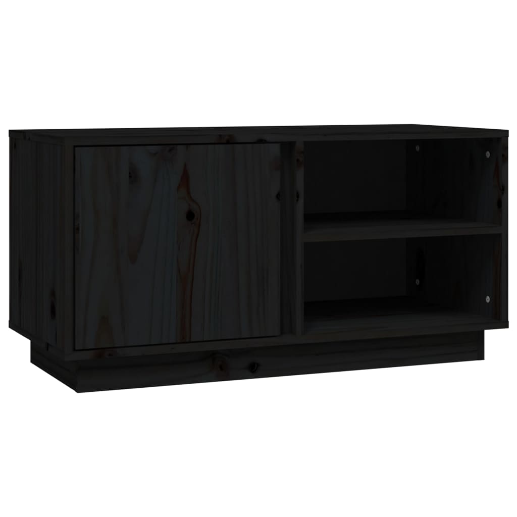 TV Cabinet Black 80x35x40.5 cm Solid Wood Pine
