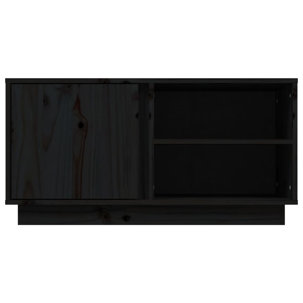 TV Cabinet Black 80x35x40.5 cm Solid Wood Pine