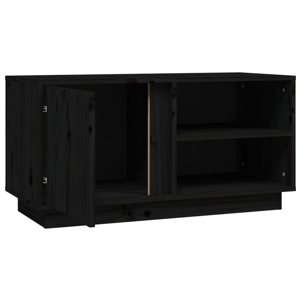 TV Cabinet Black 80x35x40.5 cm Solid Wood Pine