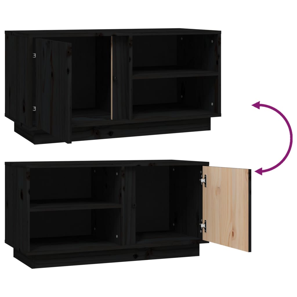 TV Cabinet Black 80x35x40.5 cm Solid Wood Pine