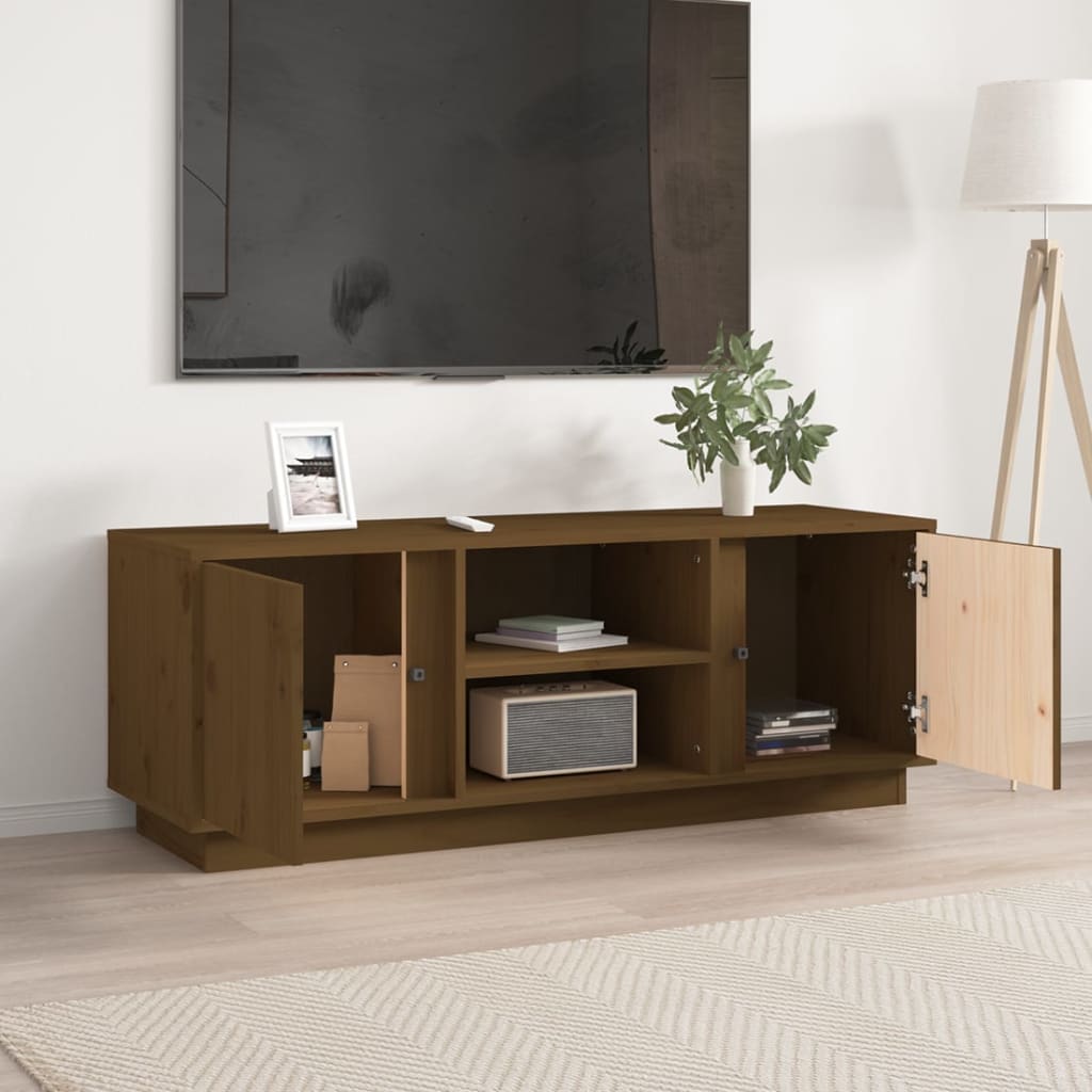 TV Cabinet Honey Brown 110x35x40.5 cm Solid Wood Pine