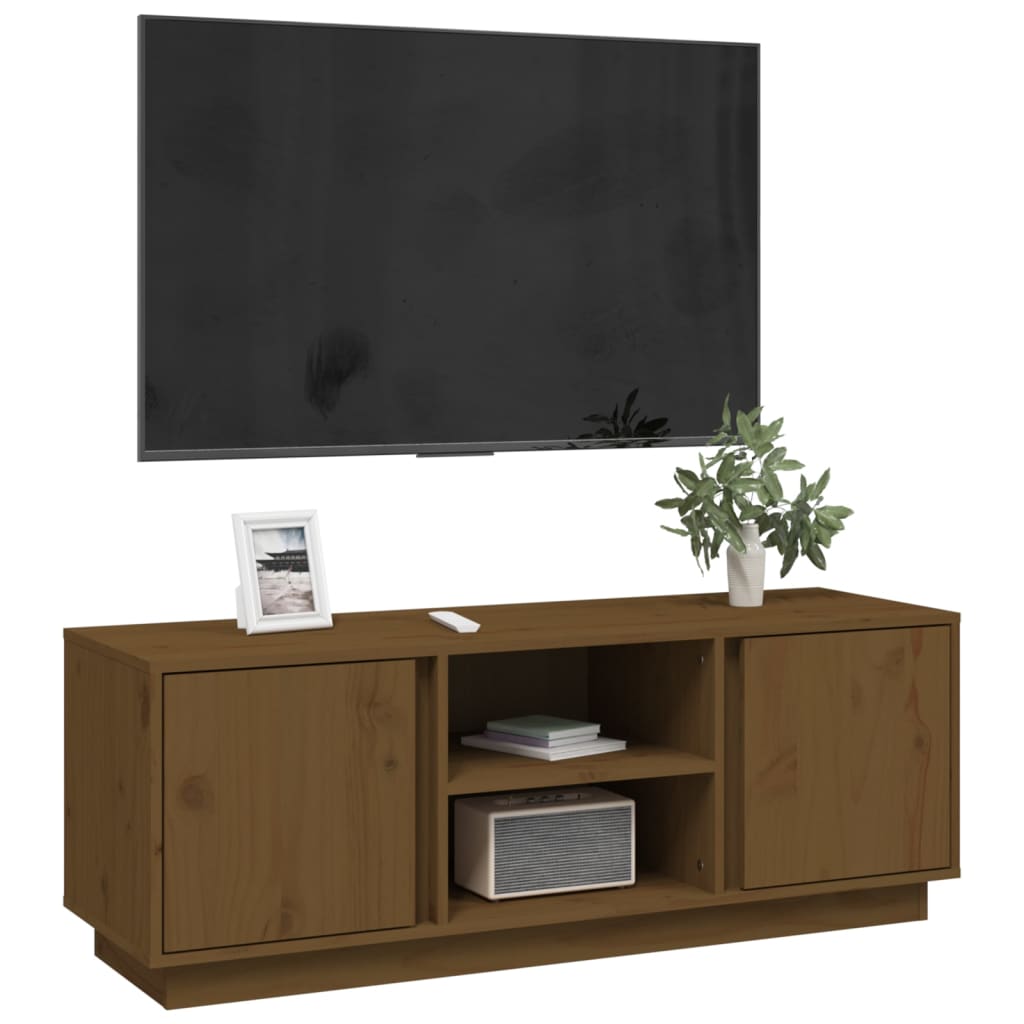TV Cabinet Honey Brown 110x35x40.5 cm Solid Wood Pine