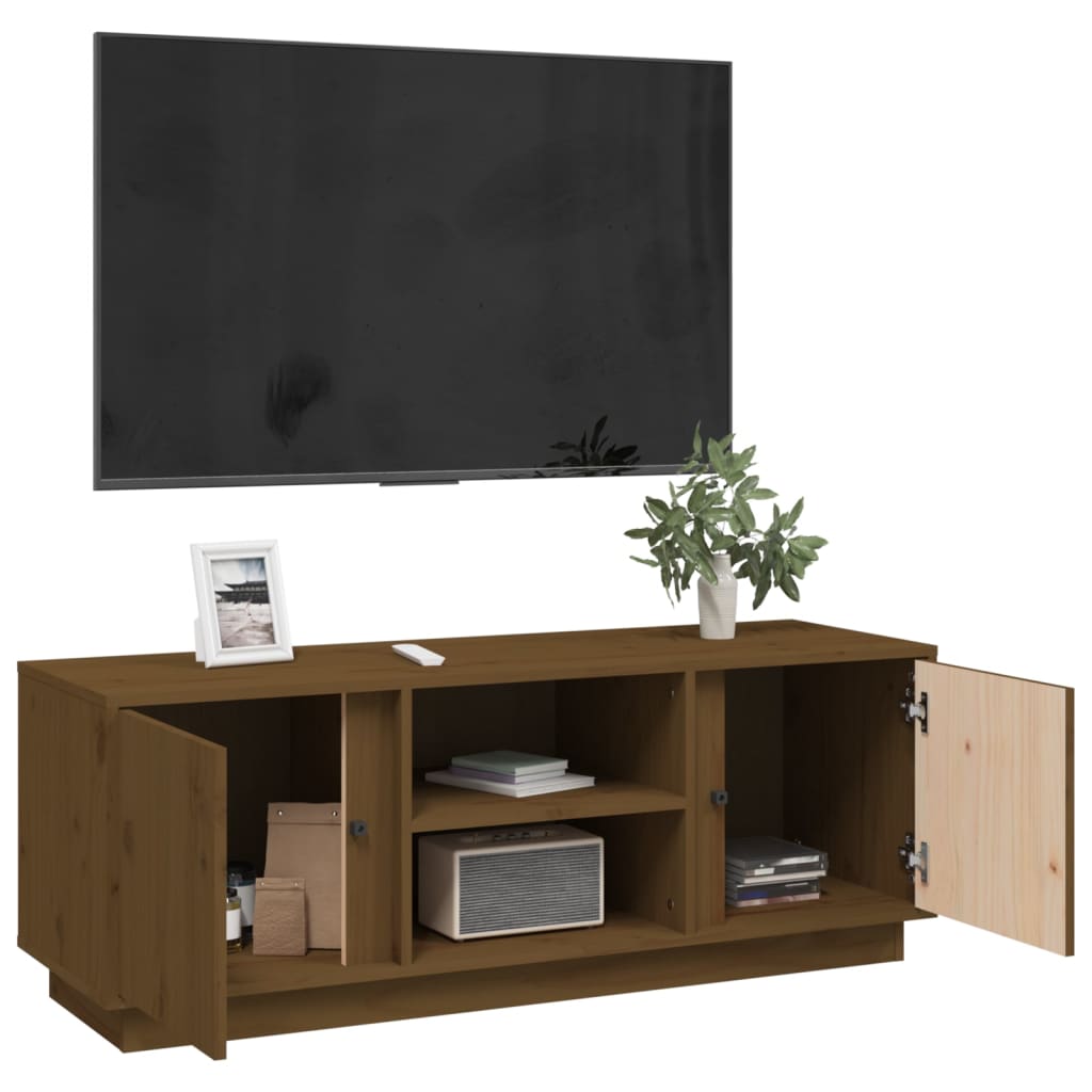TV Cabinet Honey Brown 110x35x40.5 cm Solid Wood Pine