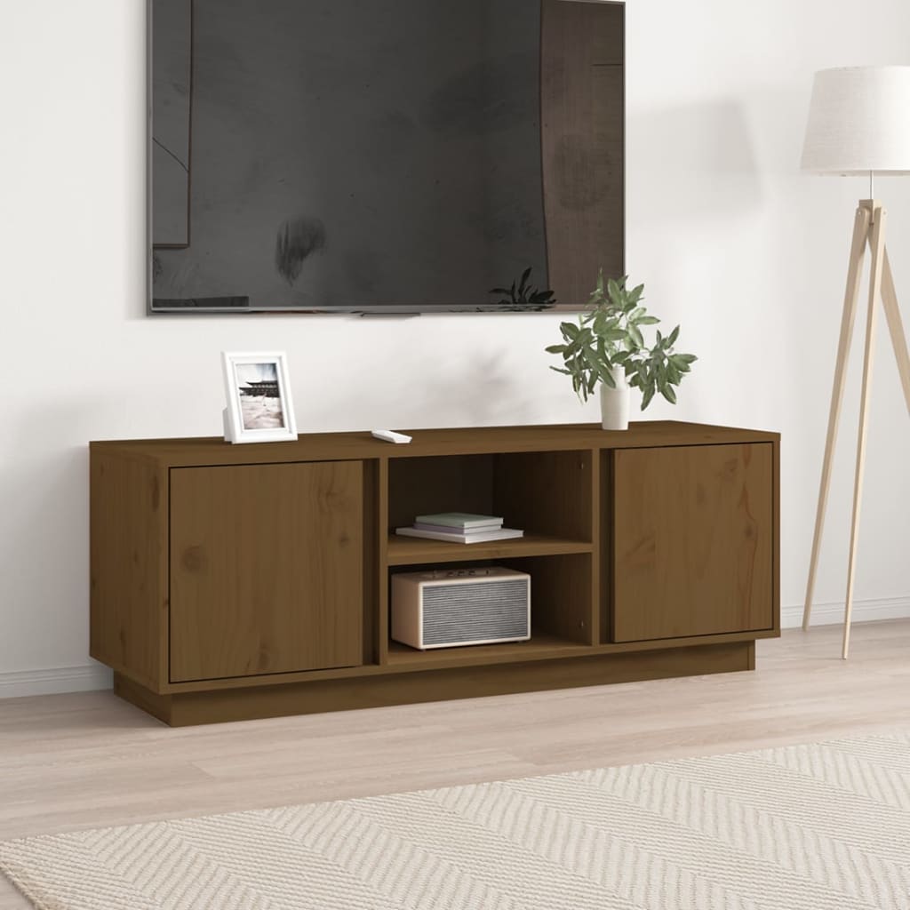 TV Cabinet Honey Brown 110x35x40.5 cm Solid Wood Pine