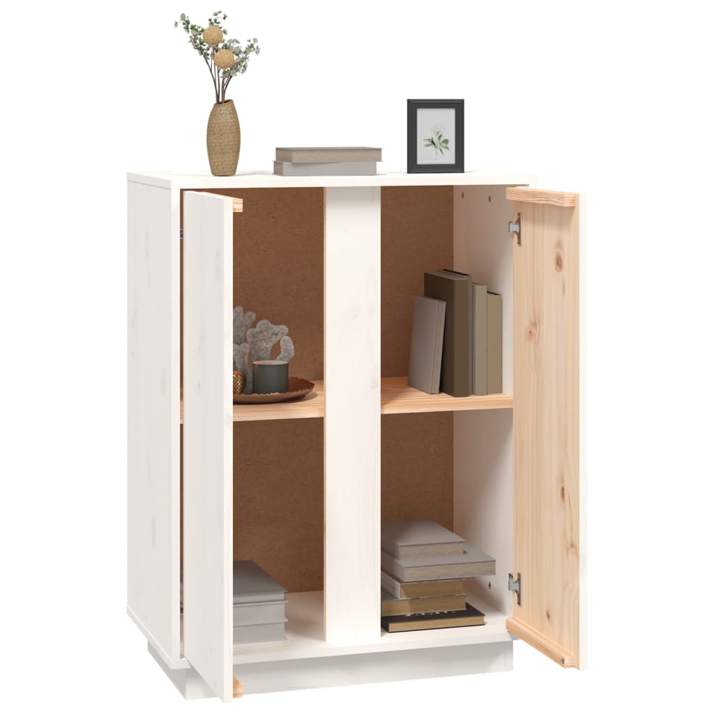 Sideboard White 60x35x80 cm Solid Wood Pine