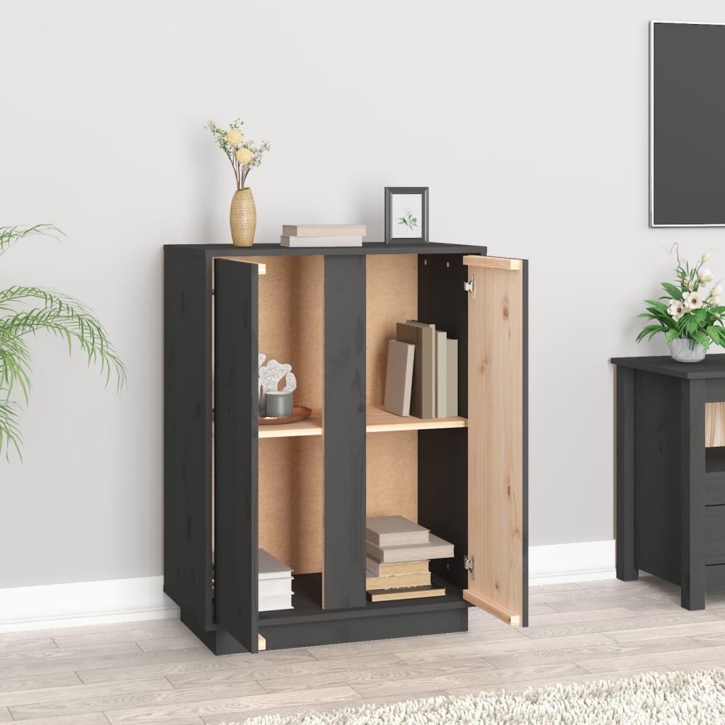 Sideboard Grey 60x35x80 cm Solid Wood Pine