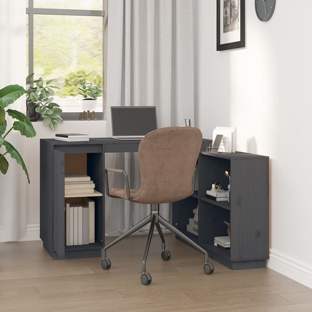 Desk Grey 110x50x75 cm Solid Wood Pine