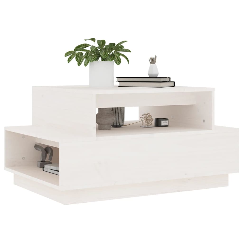 Coffee Table White 80x55x40.5 cm Solid Wood Pine