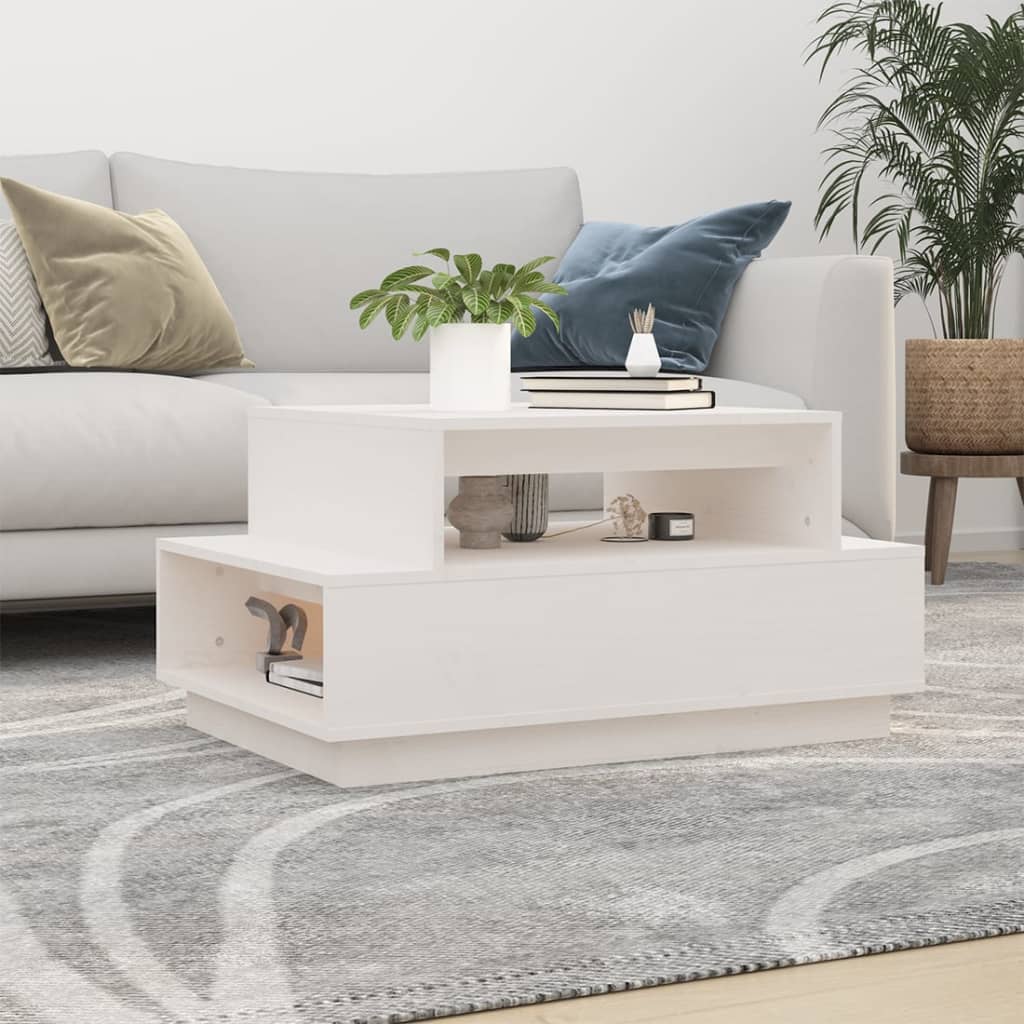 Coffee Table White 80x55x40.5 cm Solid Wood Pine