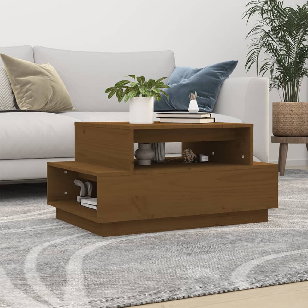 Coffee Table Honey Brown 80x55x40.5 cm Solid Wood Pine