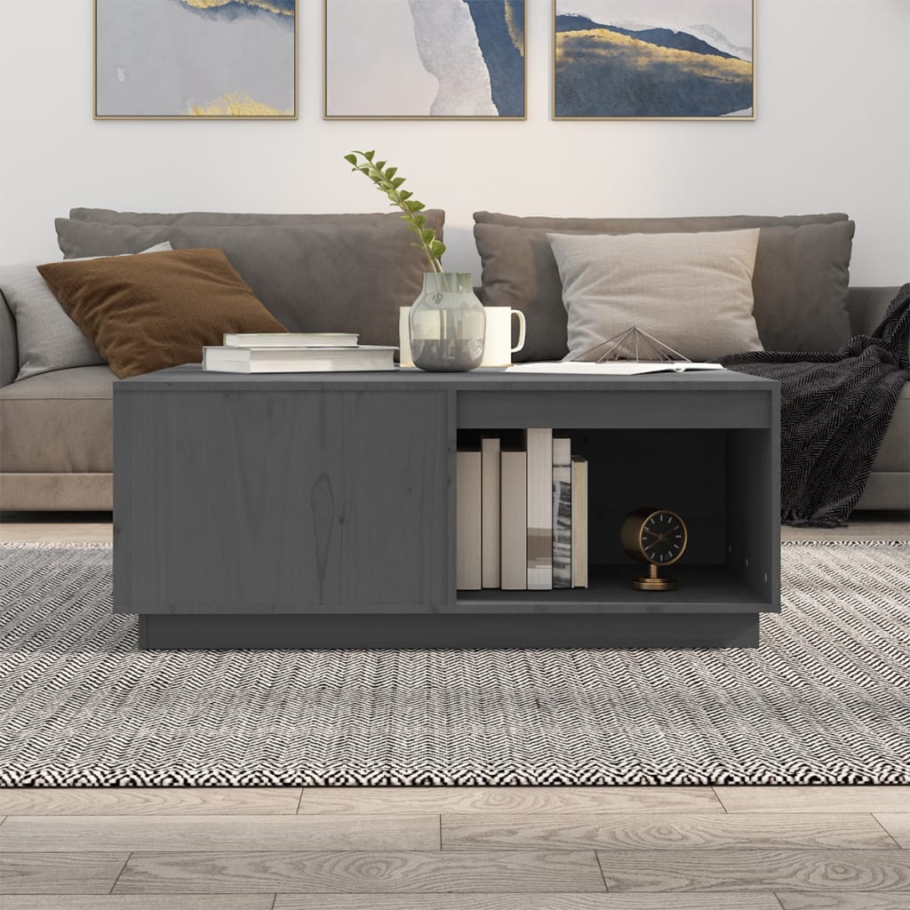 Coffee Table Grey 100x101x40.5 cm Solid Wood Pine