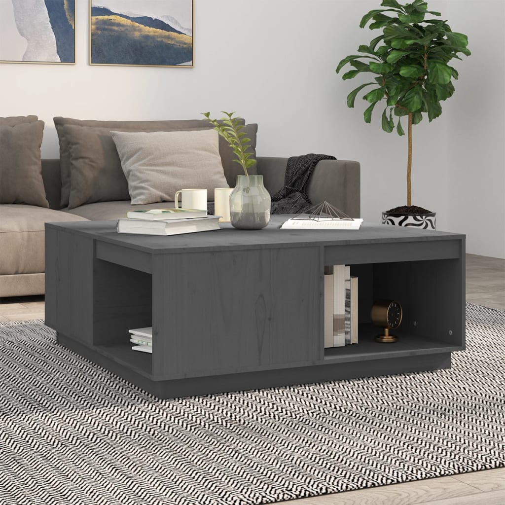 Coffee Table Grey 100x101x40.5 cm Solid Wood Pine