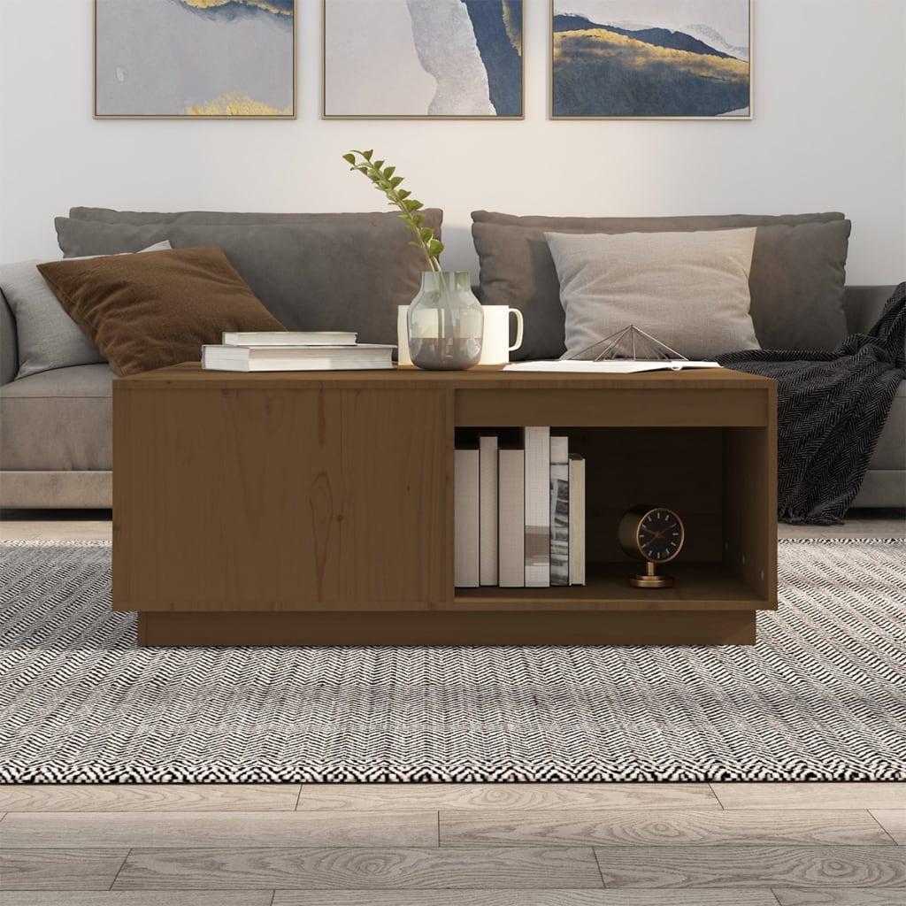 Coffee Table Honey Brown 100x101x40.5 cm Solid Wood Pine