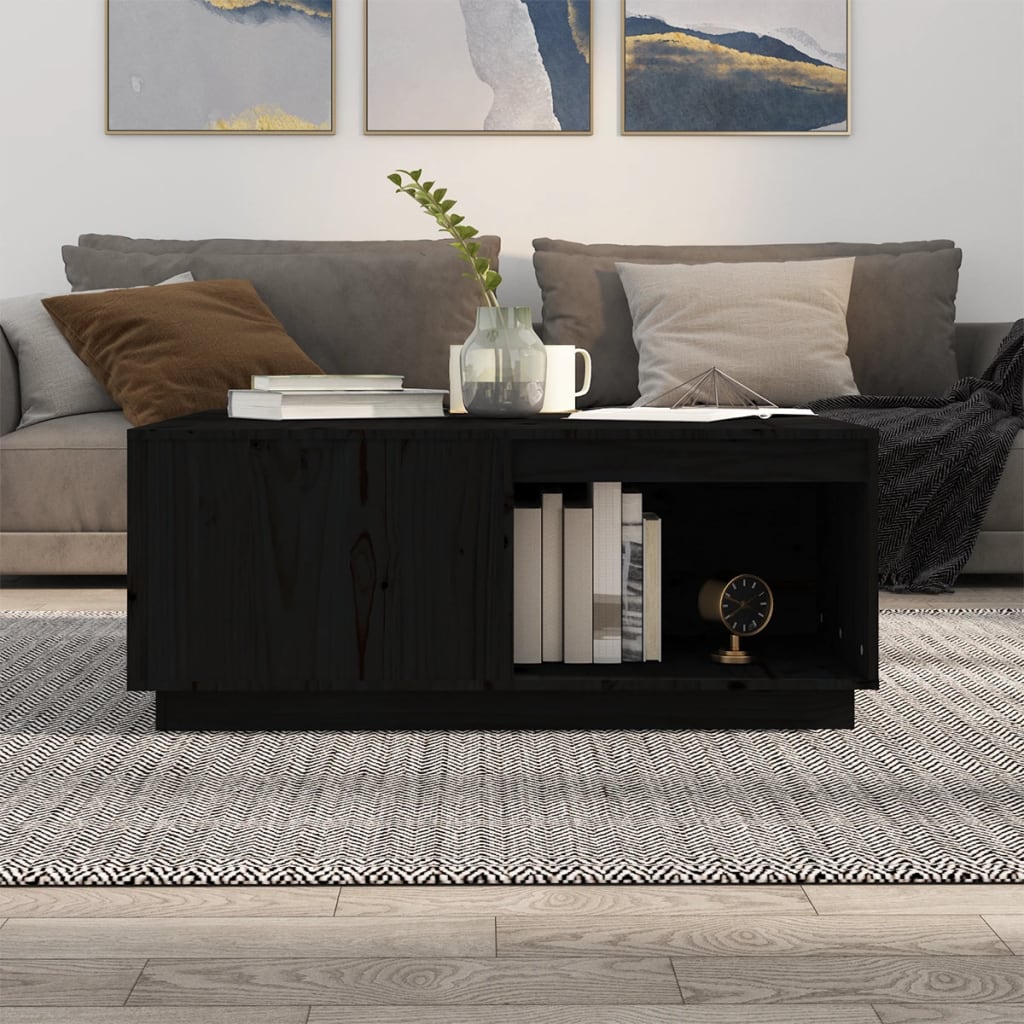 Coffee Table Black 100x101x40.5 cm Solid Wood Pine