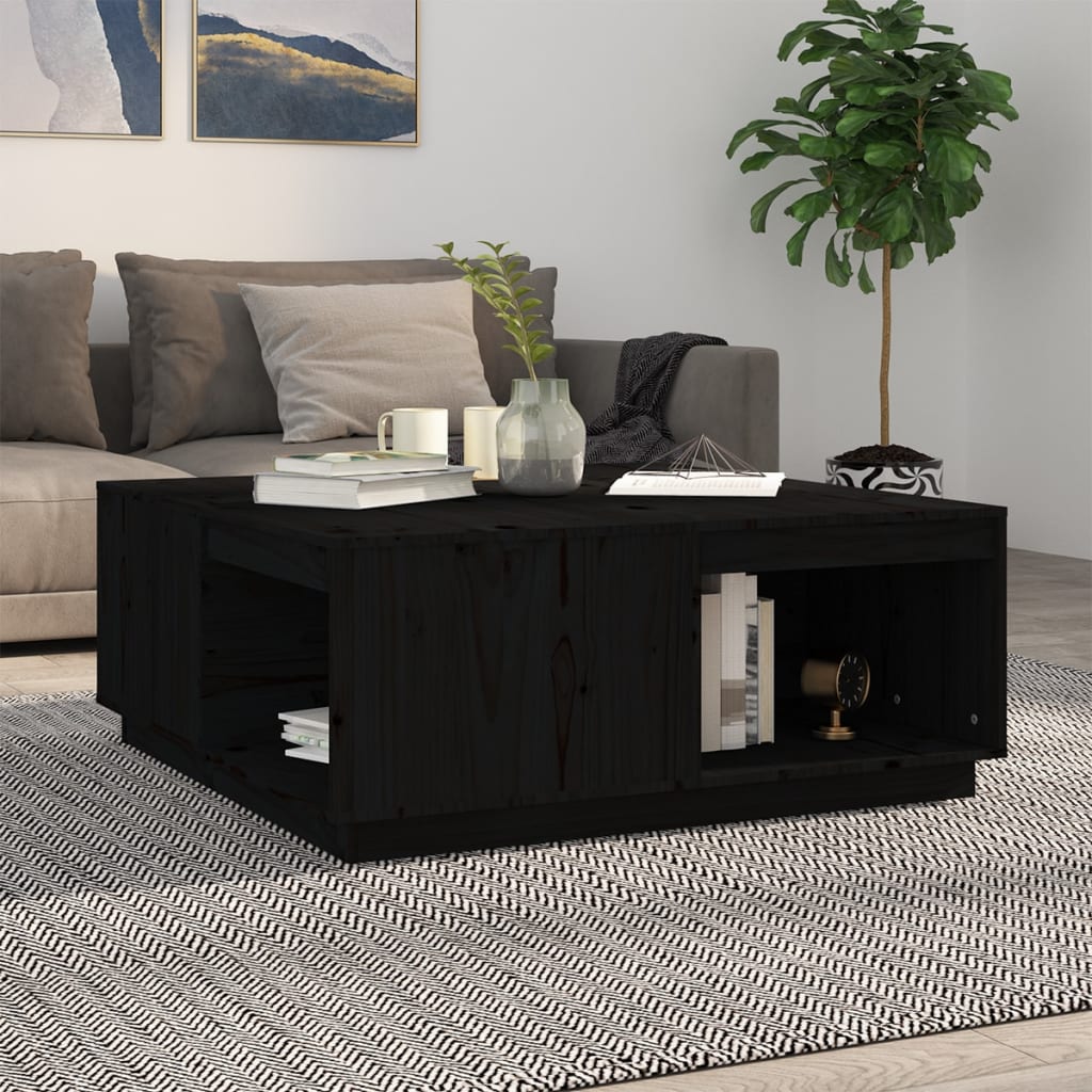 Coffee Table Black 100x101x40.5 cm Solid Wood Pine