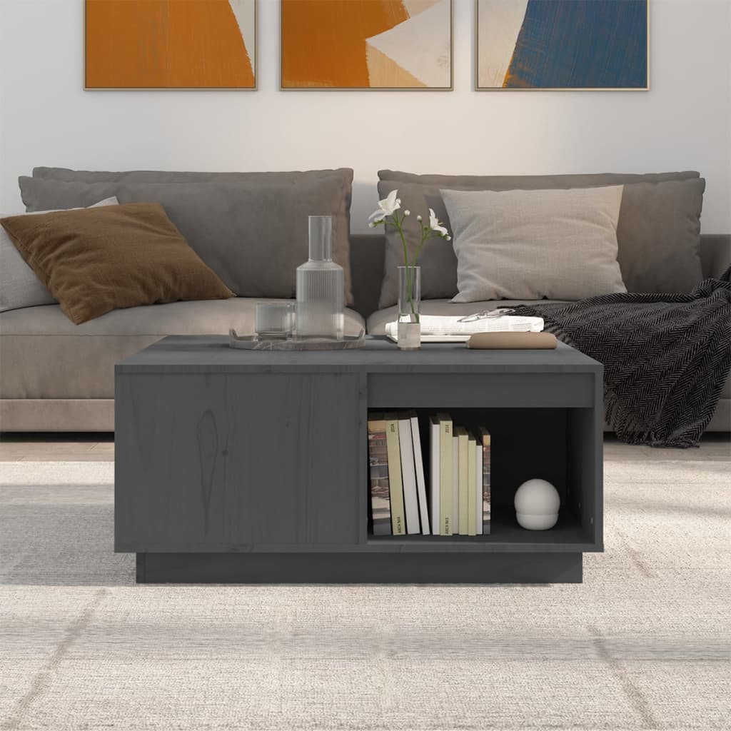 Coffee Table Grey 80x81x36.5 cm Solid Wood Pine