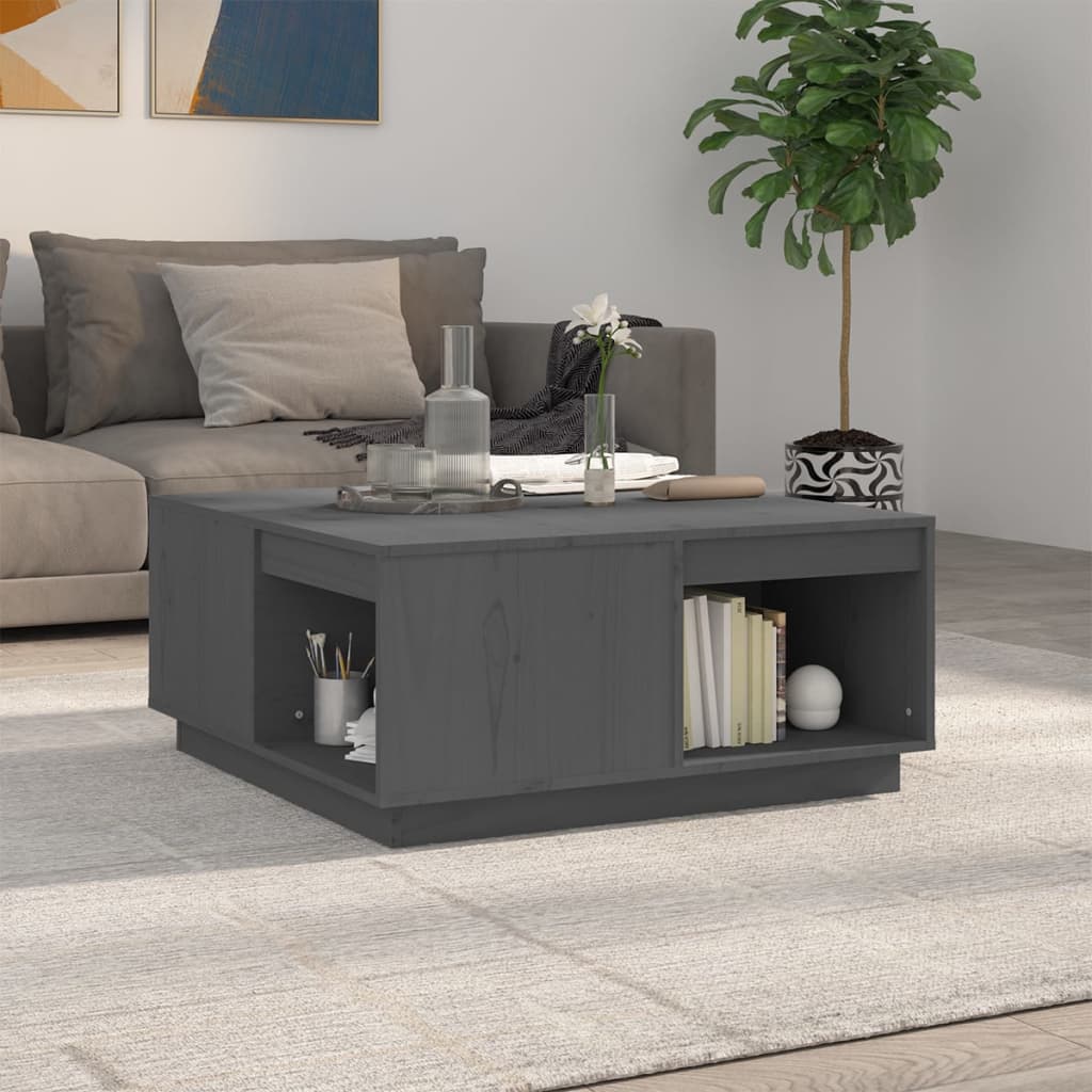 Coffee Table Grey 80x81x36.5 cm Solid Wood Pine